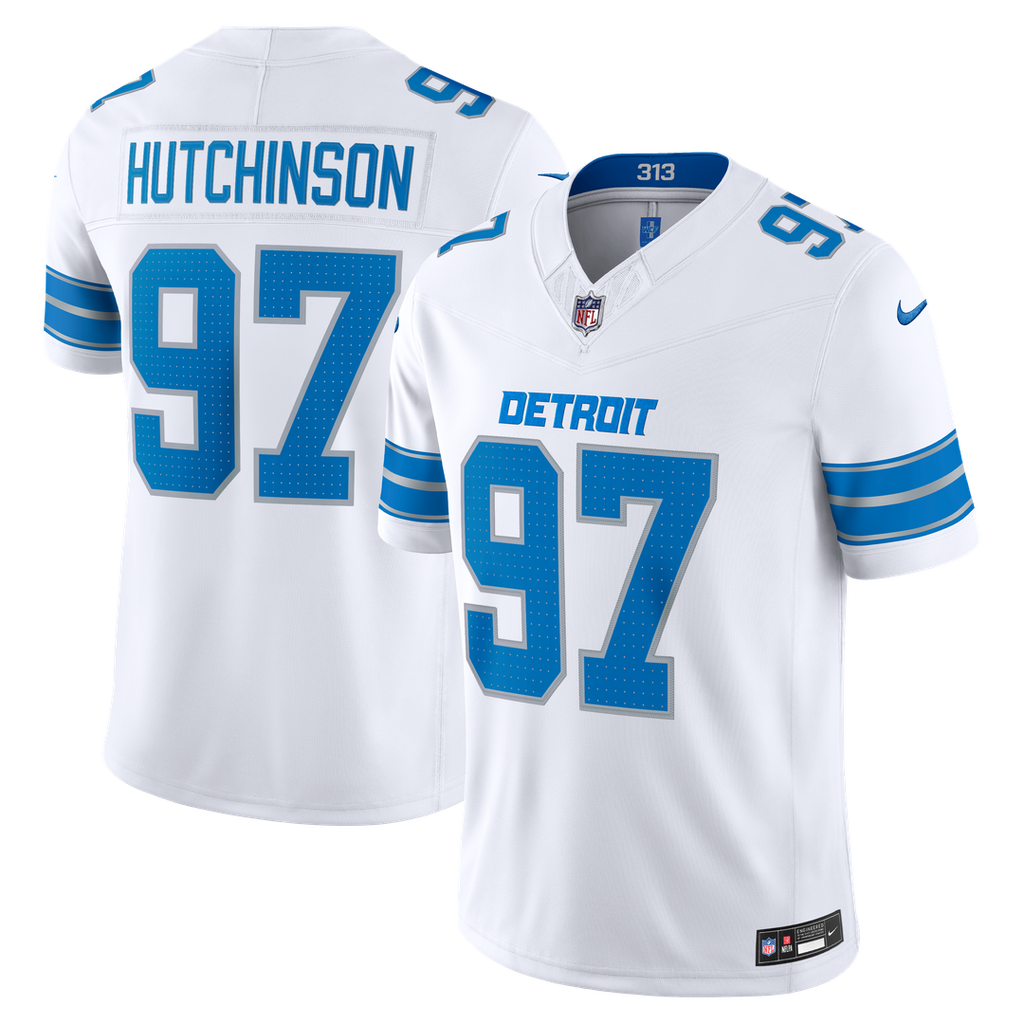 Men's Detroit Lions Aidan Hutchinson Blue Team Vapor F.U.S.E. Stitched