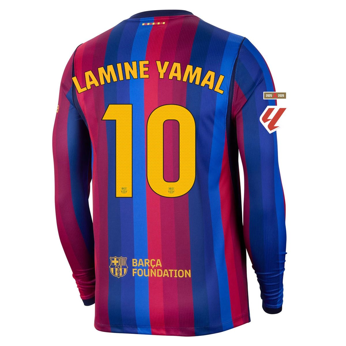 Men's Replica Lamine Yamal Barcelona Long Sleeve Home Jersey 26/27