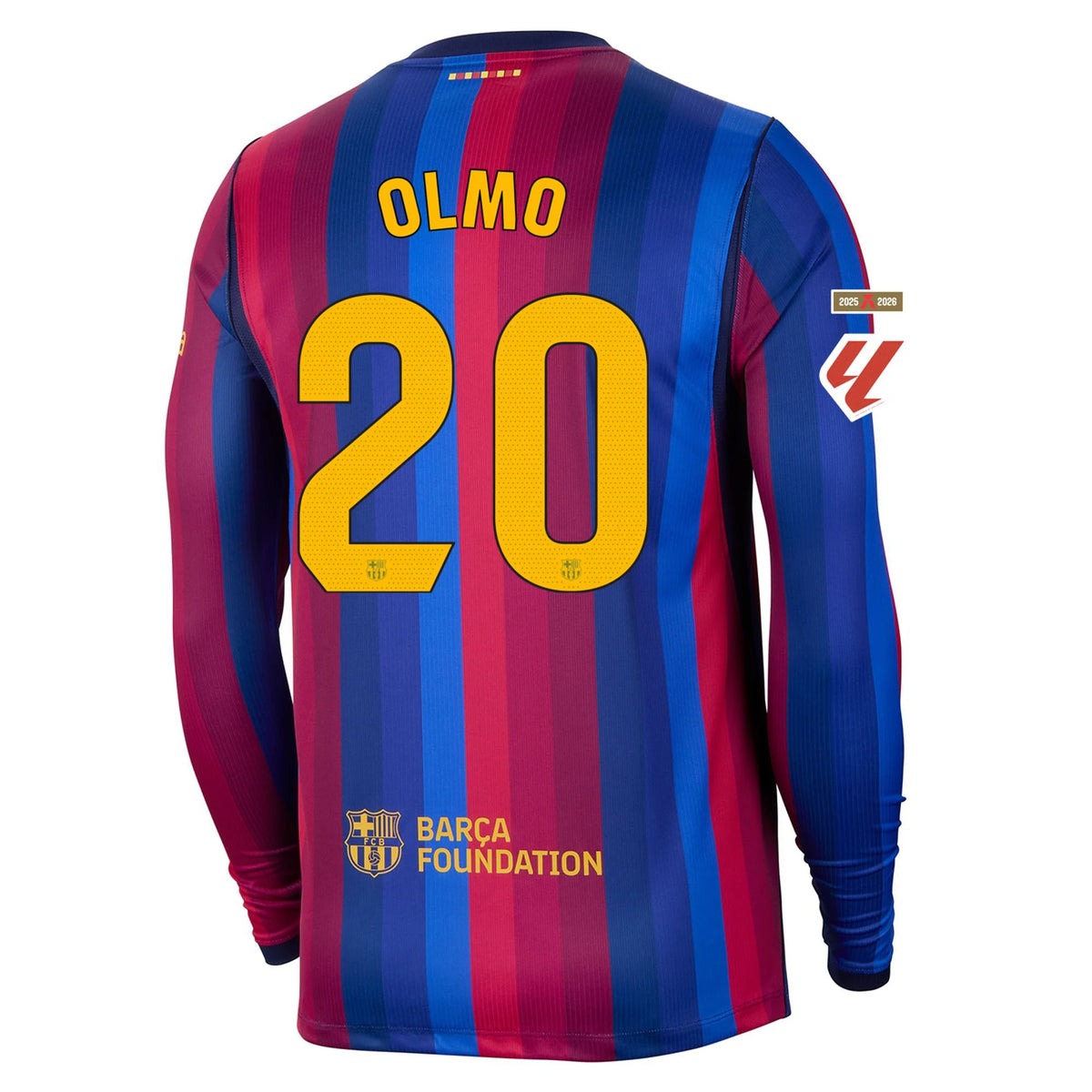 Men's Replica Olmo Barcelona Long Sleeve Home Jersey 26/27