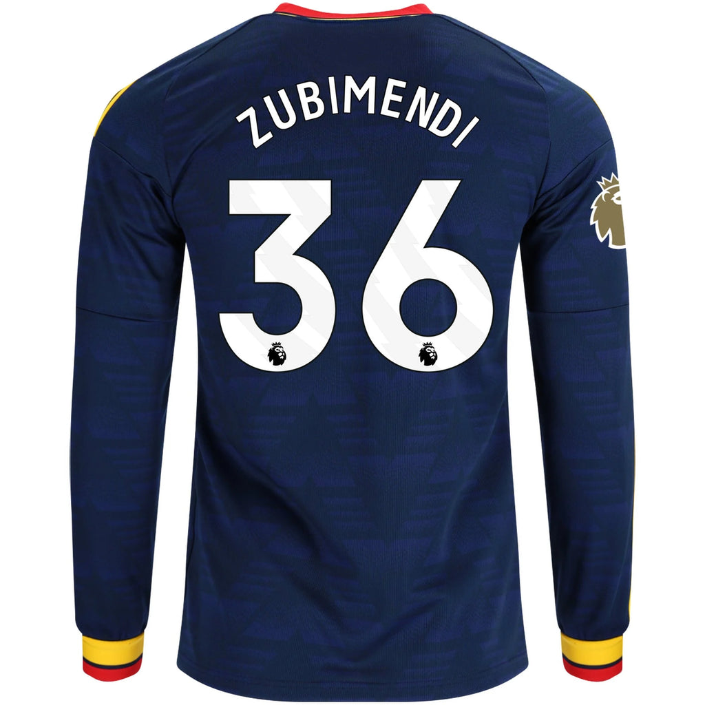 Men's Replica Zubimendi Arsenal Long Sleeve Away Jersey 26/27