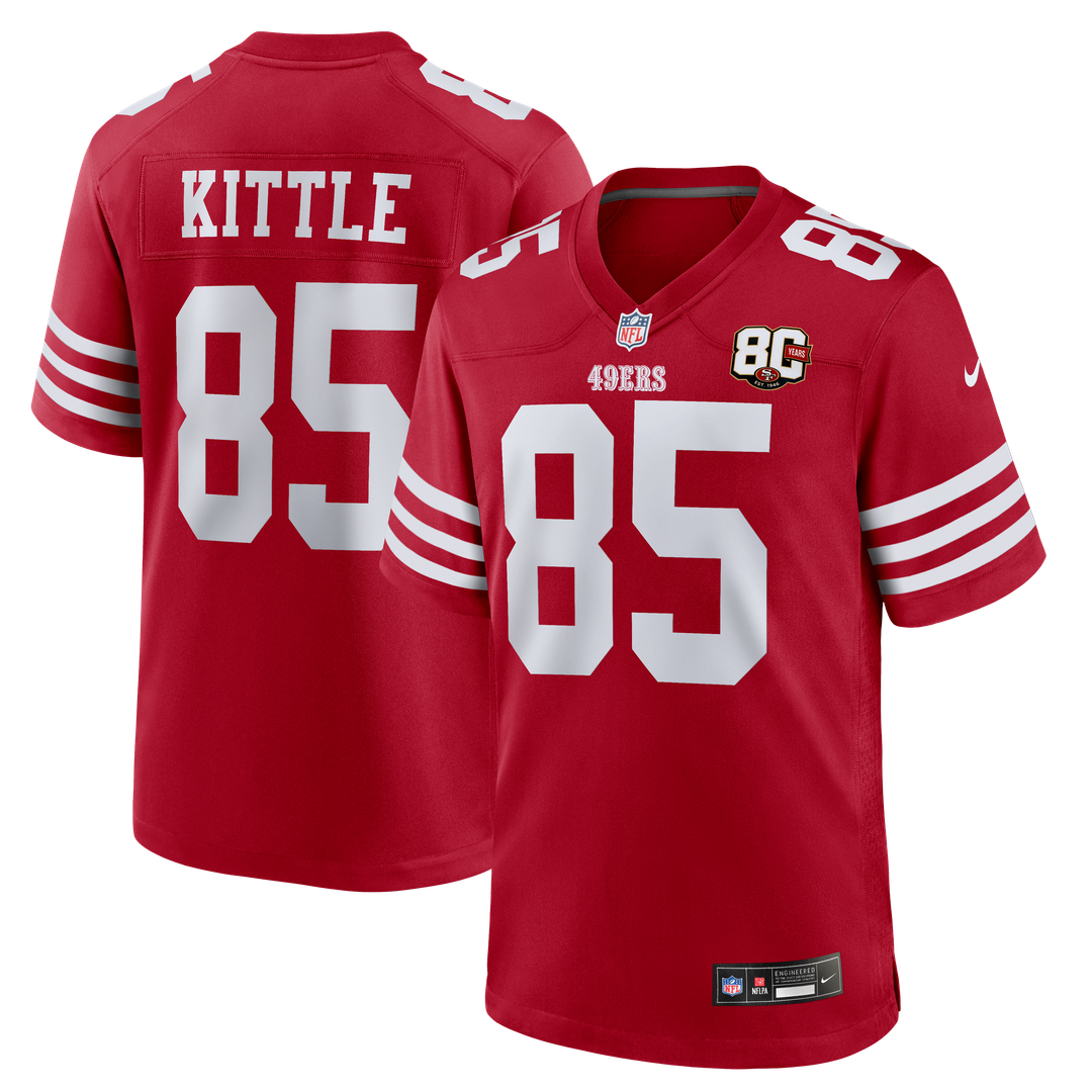 Men's San Francisco 49ers George Kittle Scarlet 80th Anniversary