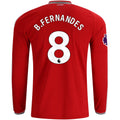 Men's Replica B. Fernandes Manchester United Long Sleeve Home Jersey 26/27