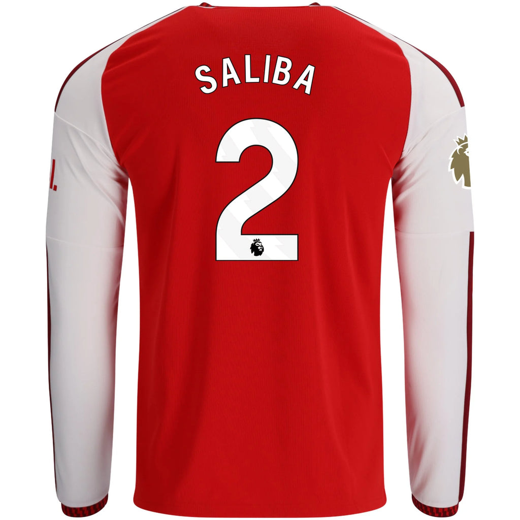 Men's Replica Saliba Arsenal Long Sleeve Home Jersey 26/27