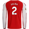 Men's Replica Saliba Arsenal Long Sleeve Home Jersey 26/27