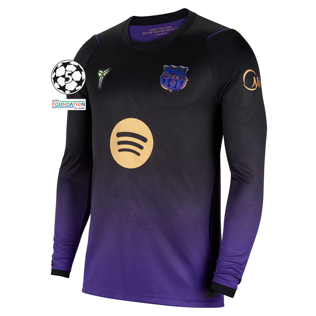 Men's Replica Lamine Yamal Barcelona Long Sleeve Away Jersey 26/27 UCL