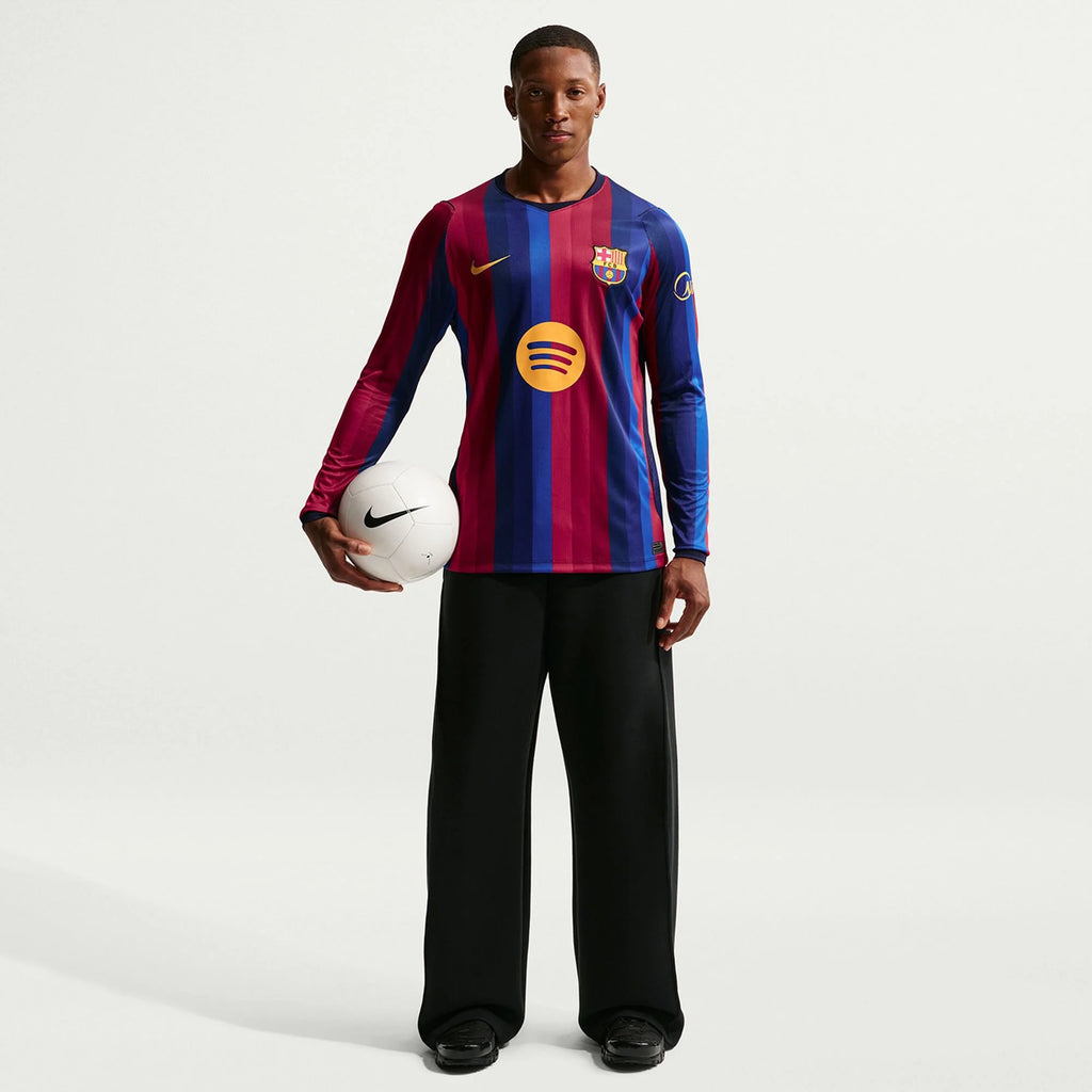 Men's Replica Barcelona Long Sleeve Home Jersey 26/27