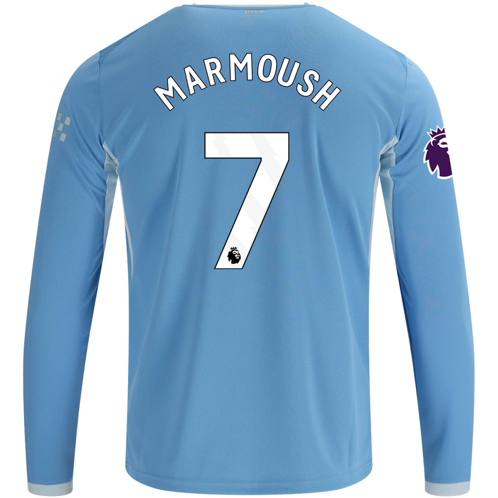 Men's Replica Marmoush Manchester City Long Sleeve Home Jersey 26/27