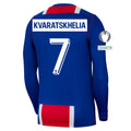 Men's Replica Kvaratskhelia Paris Saint-Germain Long Sleeve Home Jersey 26/27 UCL