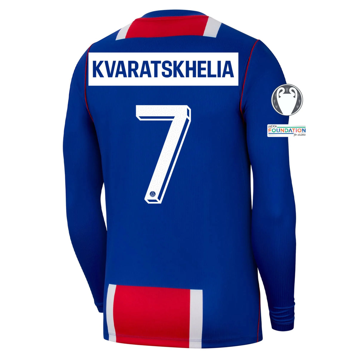 Men's Replica Kvaratskhelia Paris Saint-Germain Long Sleeve Home Jersey 26/27 UCL