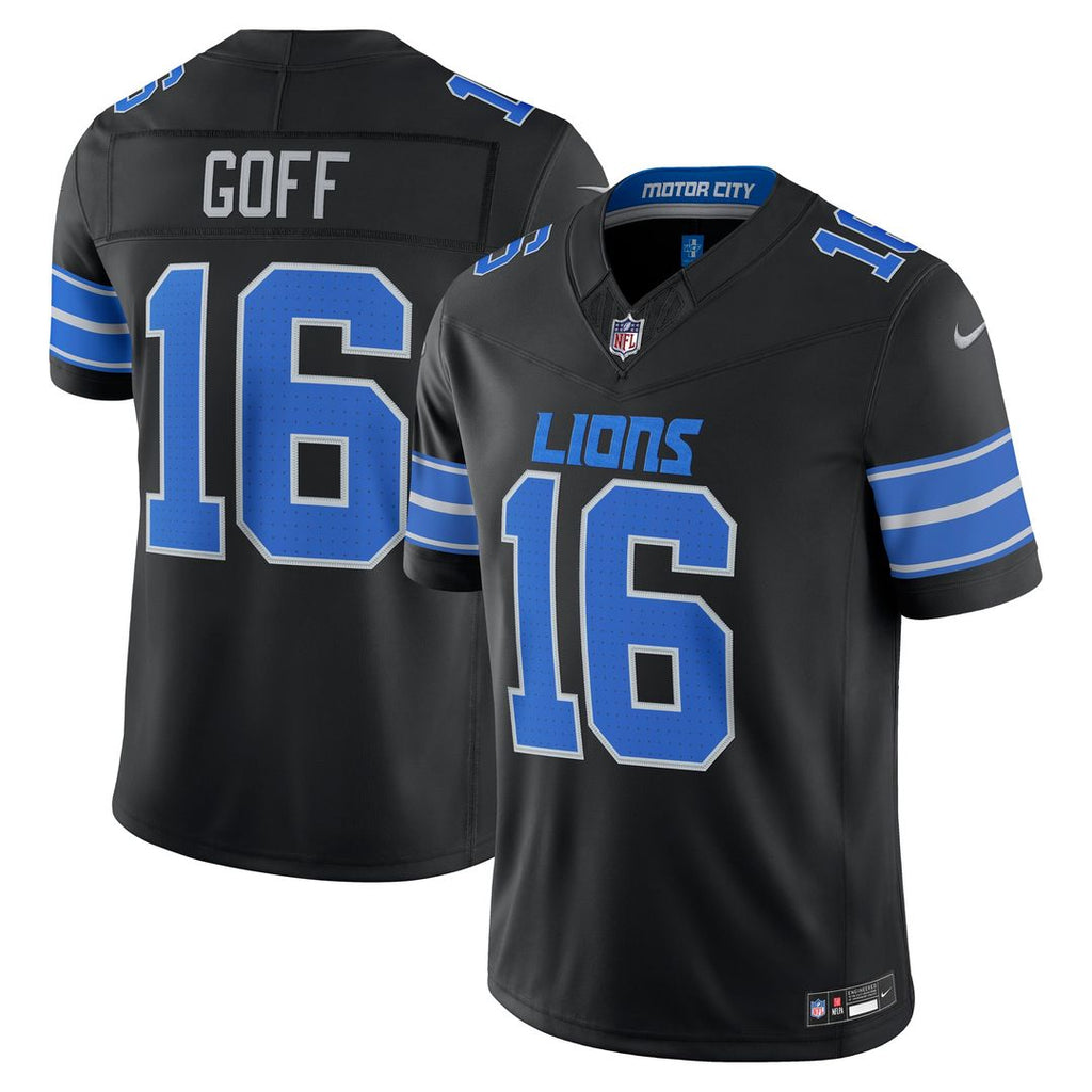Men's Detroit Lions Jared Goff Black Alternate Vapor F.U.S.E. Stitched