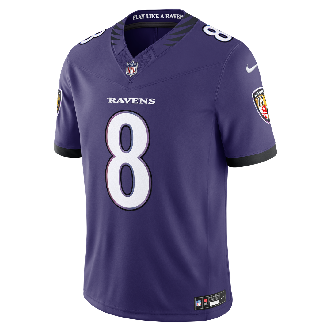 Men's Baltimore Ravens Lamar Jackson Purple Team Vapor F.U.S.E. Stitched