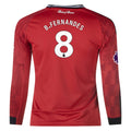 Kid's Replica B. Fernandes Manchester United Long Sleeve Home Jersey 25/26