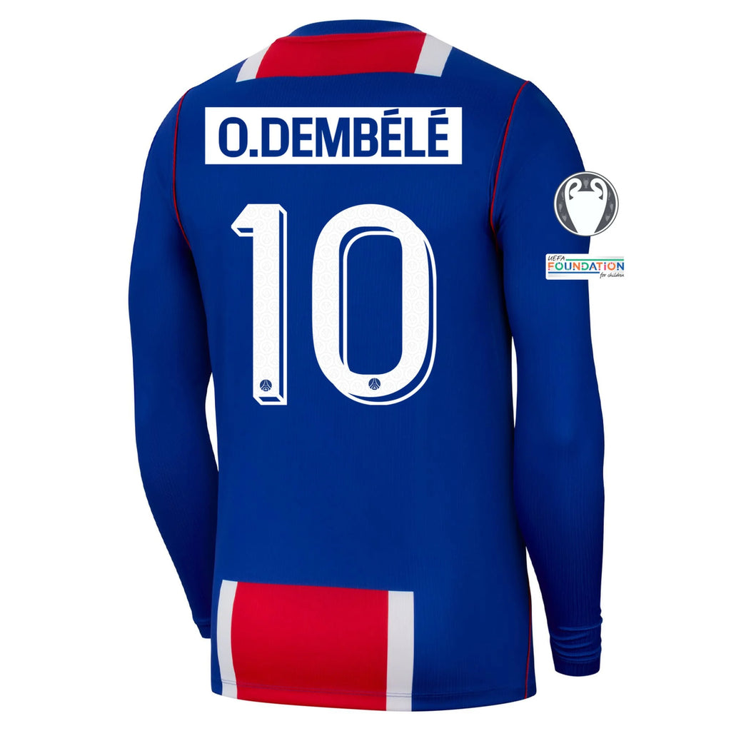 Men's Replica O. Dembele Paris Saint-Germain Long Sleeve Home Jersey 26/27 UCL