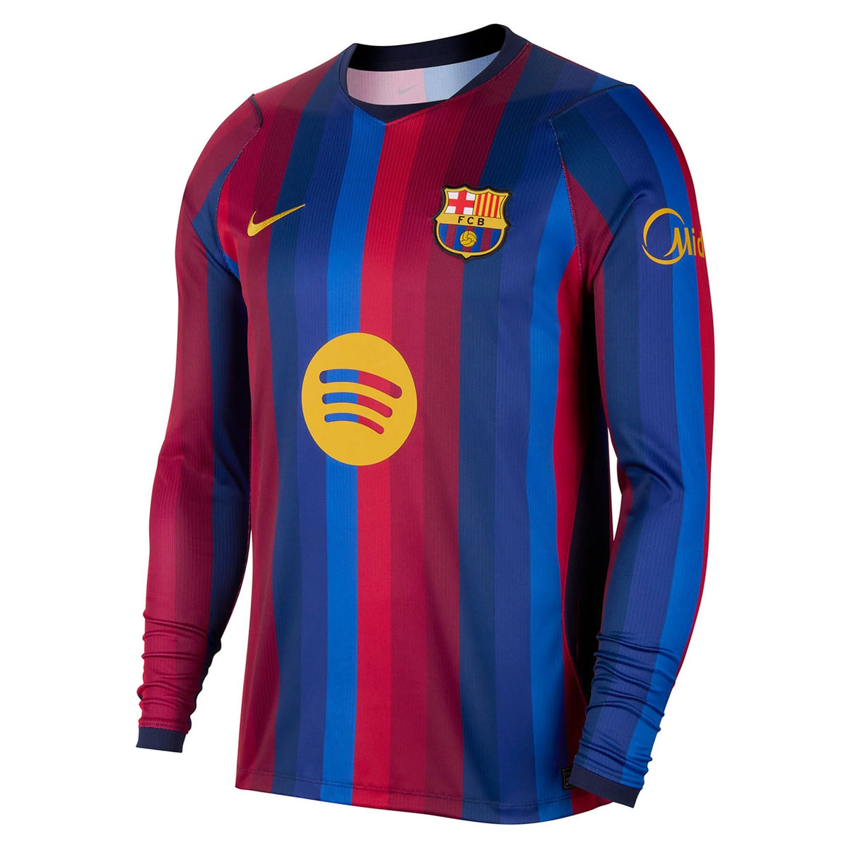 Men's Replica Barcelona Long Sleeve Home Jersey 26/27